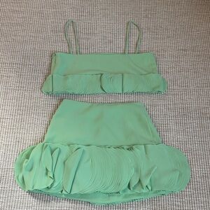 Alexis Light Green Ruffled Mini Set